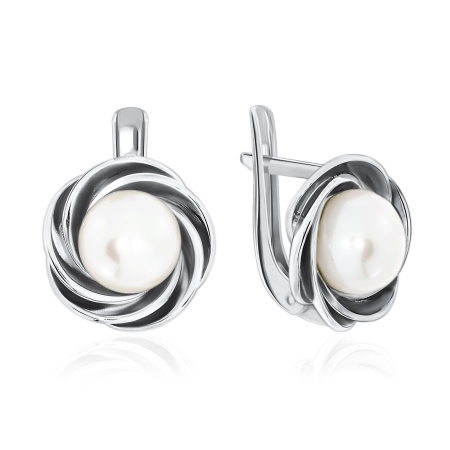 Серьги из серебра с жемчугами 2310050848 от KRASNOE, металл Серебро, вставка Жемчуг