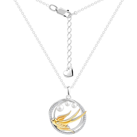 Колье из серебра с жемчугами и фианитами