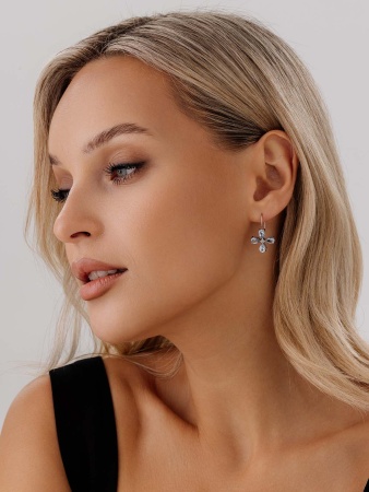 Серьги из серебра с топазом 2340071090 от KRASNOE, металл Серебро, вставка Топаз Sky