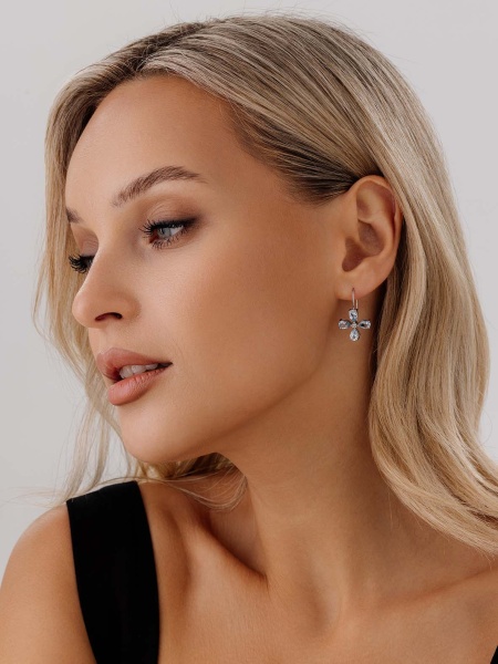 Серьги из серебра с топазом 2340071090 от KRASNOE, металл Серебро, вставка Топаз Sky