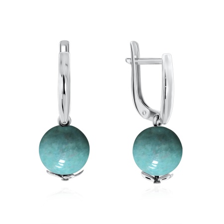 Серьги из серебра с агатами 2340650307-2-77 от KRASNOE, металл Серебро, вставка Жад