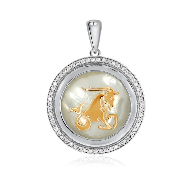 Купить подвеска из серебра с перламутром и фианитами