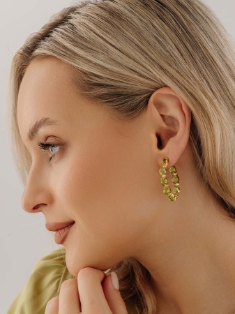 Серьги из серебра с хризолитами