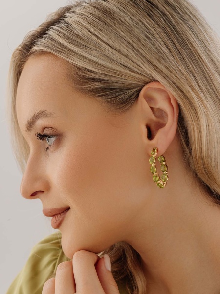 Серьги из серебра с хризолитами