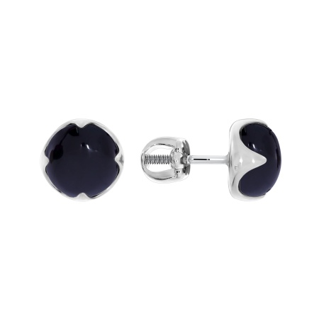 Пусеты из серебра с агатами