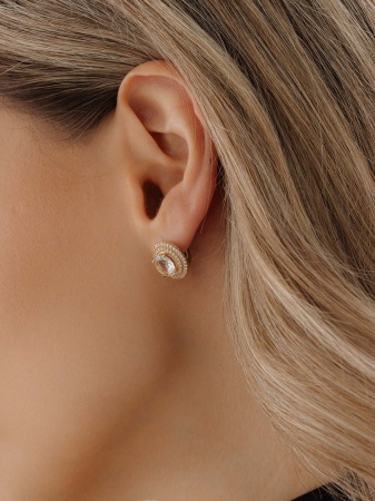 Серьги из серебра с празиолитами и фианитами со скидкой