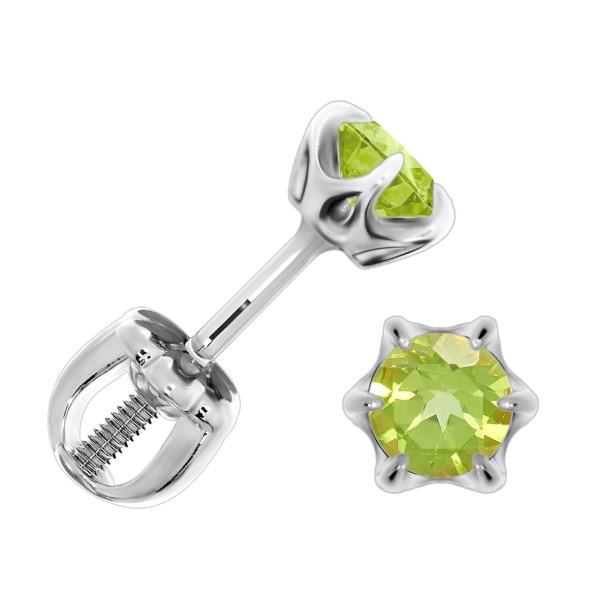 Пусеты из серебра с хризолитами со скидкой Пусеты из серебра с хризолитами со скидкой