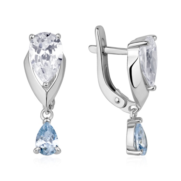 Серьги из серебра с фианитом