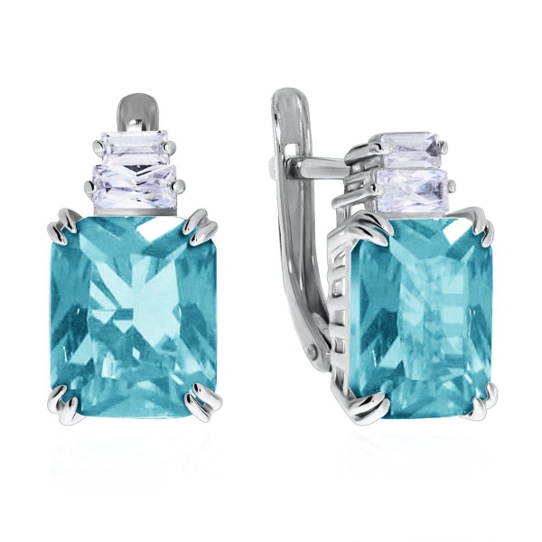 Серьги из серебра с кварцем и фианитами 2340180224-7 от KRASNOE, металл Серебро, вставка Кварц г/т