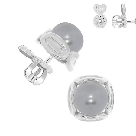 Пусеты из серебра с жемчугами П340050836-21 от KRASNOE, металл Серебро, вставка Жемчуг