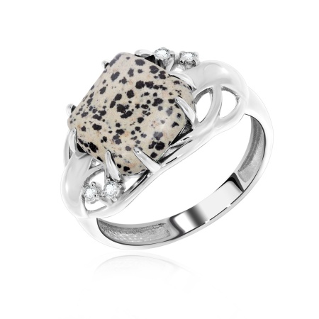 Купить кольцо из серебра с яшмой и фианитами в интернет-магазине KRASNOE