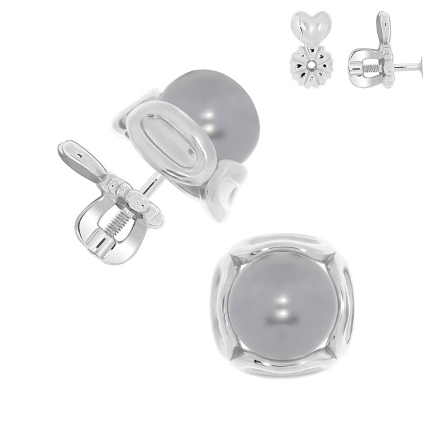 Пусеты из серебра с жемчугами П340050836-21 от KRASNOE, металл Серебро, вставка Жемчуг