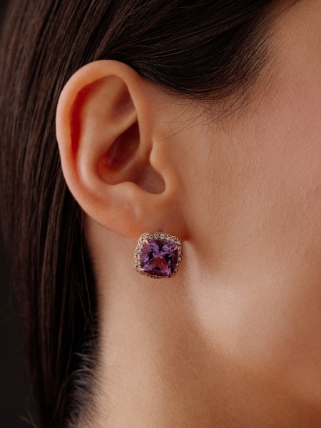 Серьги из серебра с аметист со скидкой