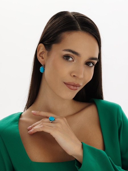 Серьги из серебра с бирюзой со скидкой