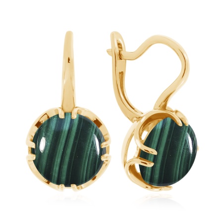 Серьги из серебра с малахитами 2320381930 от KRASNOE, металл Серебро, вставка Малахит Серьги из серебра с малахитами 2320381930 от KRASNOE, металл Серебро, вставка Малахит