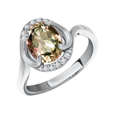 Купить кольцо из серебра с кристалл ювелирныйом и фианитами в интернет-магазине KRASNOE