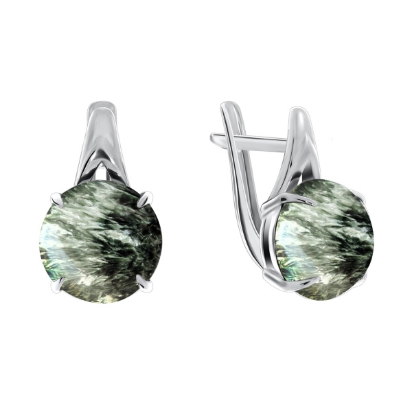 Серьги из серебра с серафинитом
