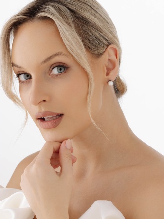 Пусеты из серебра с жемчугом