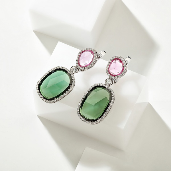 Серьги из золота с турмалинами и бриллиантами color splender