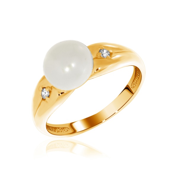 Кольцо из серебра с жемчугами и фианитами со скидкой