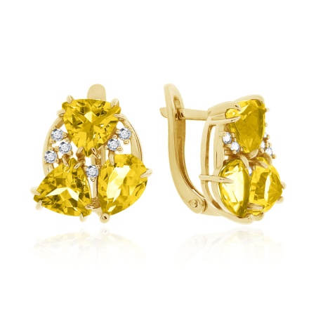 Серьги из серебра с цитринами и фианитами 2320851803л от KRASNOE, металл Серебро, вставка Цитрин