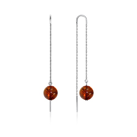 Серьги из серебра с янтарём