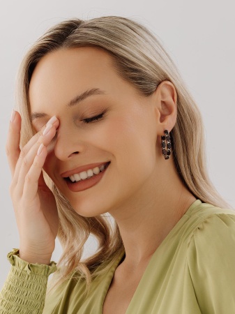 Серьги из серебра с гранатами 2340151183 от KRASNOE, металл Серебро, вставка Гранат