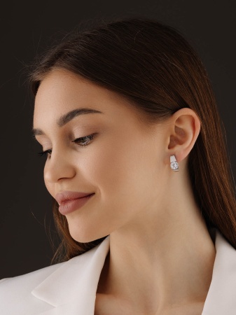 Серьги из серебра с фианитами