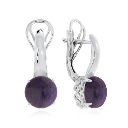 Серьги из серебра с чароитом