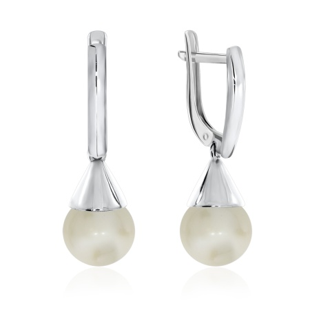 Серьги из серебра с жемчугом 2340240868 от KRASNOE, металл Серебро, вставка Жемчуг Имитация