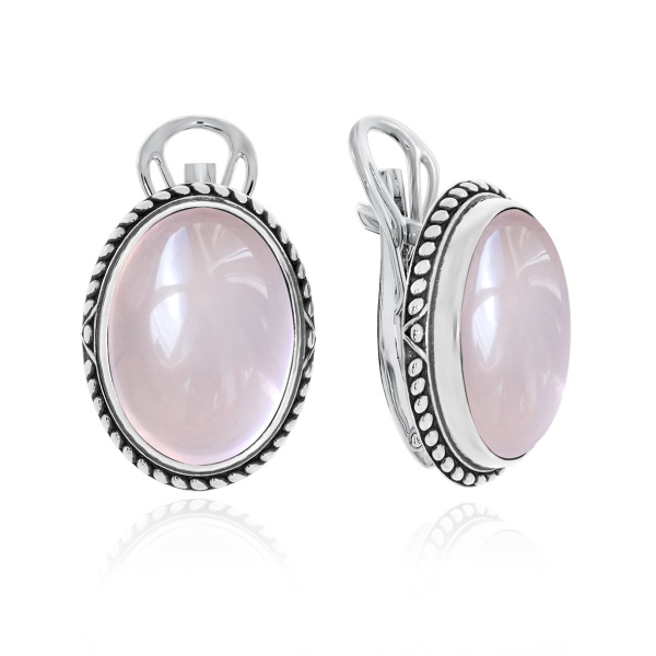 Серьги из серебра с кварцем