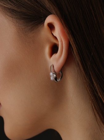 Серьги из серебра с фианитами