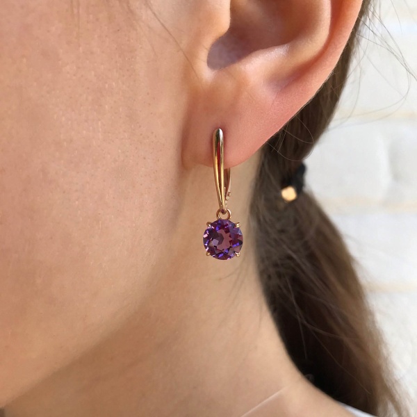 Серьги из серебра с аметист со скидкой