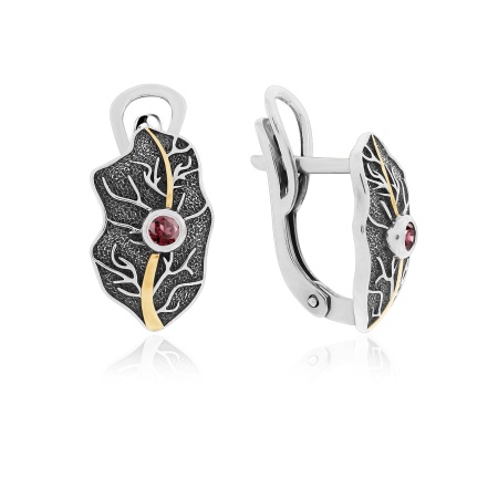 Серьги из серебра с родолитами 2317441774 от KRASNOE, металл Серебро, вставка Родолит