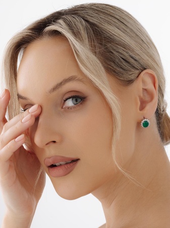 Серьги из серебра с агатами и фианитами 2340390189л-60 от KRASNOE, металл Серебро, вставка Агат