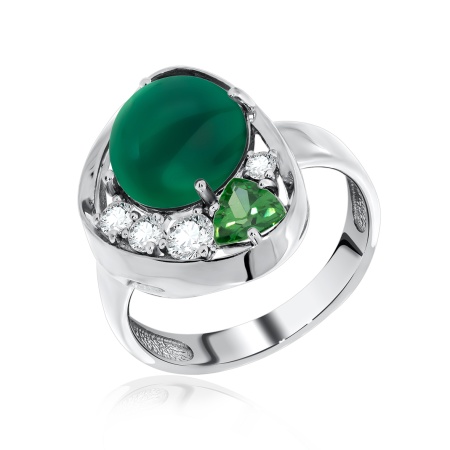 Купить кольцо из серебра с агатом и фианитами в интернет-магазине KRASNOE