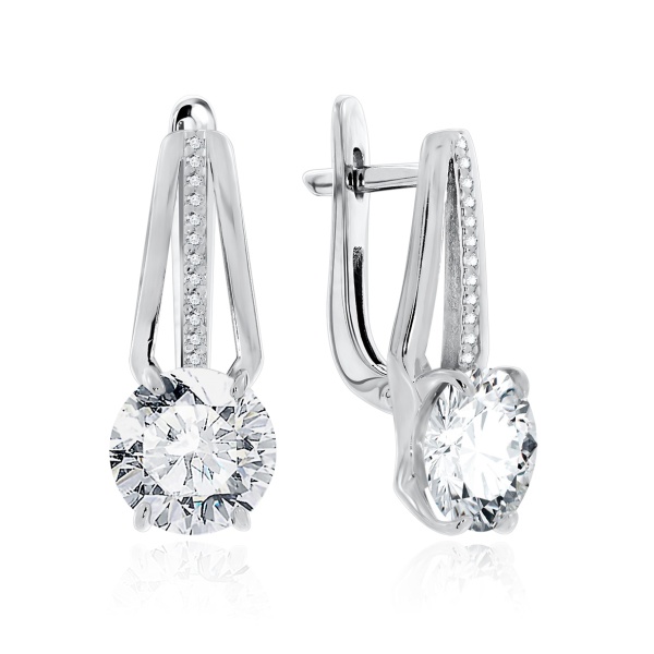 Серьги из серебра с фианитами 2340201332 от KRASNOE, металл Серебро, вставка Фианит