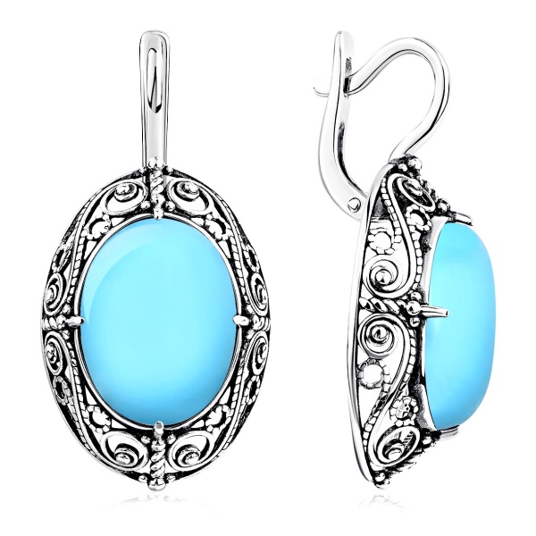 Серьги из серебра с бирюзой в ювелирном интернет-магазине