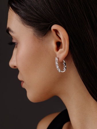 Серьги из серебра с фианитами