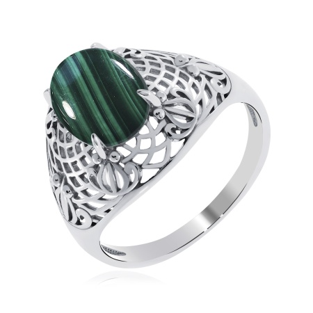 Кольцо из серебра с малахитом со скидкой