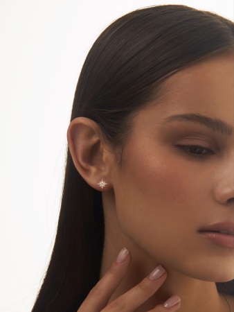 Пусеты из серебра с фианитами 2320204779л от KRASNOE, металл Серебро, вставка Фианит