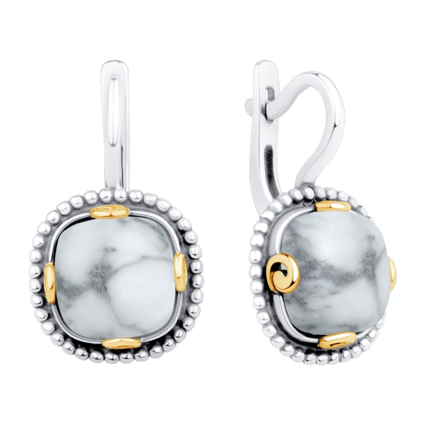 Серьги из серебра с кахолонгом