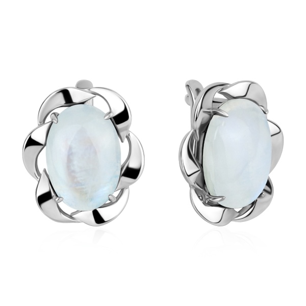 Серьги из серебра с лунным камнем