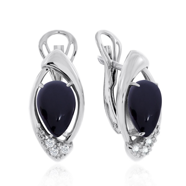 Серьги из серебра с агатами и фианитами 2340392364-20 от KRASNOE, металл Серебро, вставка Агат