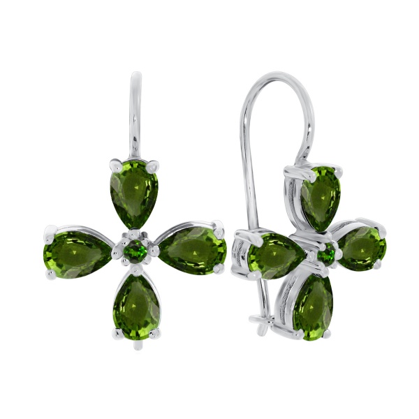 Серьги из серебра с хризолитами