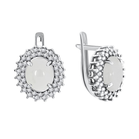 Серьги из серебра с агатами и фианитами