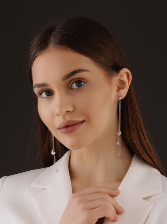 Пусеты из серебра с фианитами со скидкой