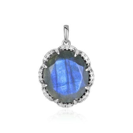 Купить подвеска из серебра с лабрадоритом и фианитами