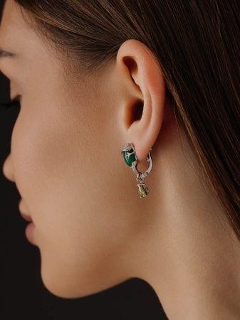 Серьги из серебра с агатами, ситаллами и фианитами 2340392662л-60 от KRASNOE, металл Серебро, вставка Агат