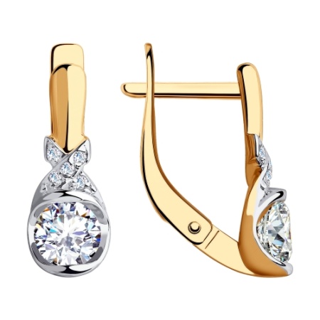 Серьги из золота с фианитом 028460 от KRASNOE, металл Золото, вставка Фианит